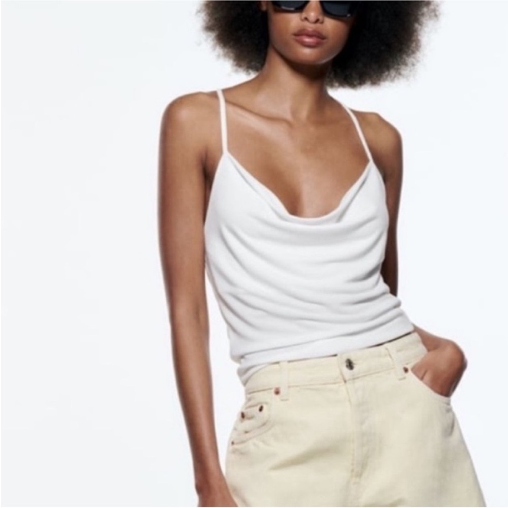 Zara white Cowl Neck Top